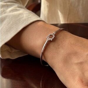 Ferragamo Gancini Silver Rhinestone Open Bangle